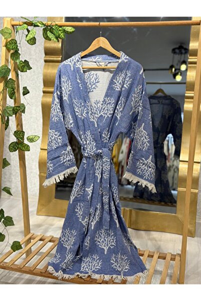 Befera Design Kimono de muselină 100% bumbac cu model de corali halat de baie caftan