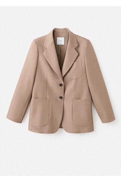 MANGO Woman Yün karışımlı cepli kumaş blazer ceket