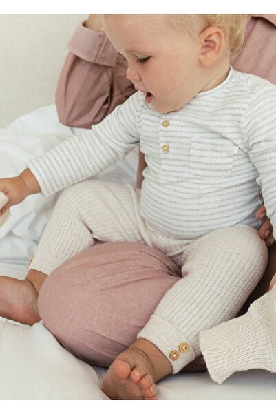 MANGO Baby Pamuklu çizgili bebek body