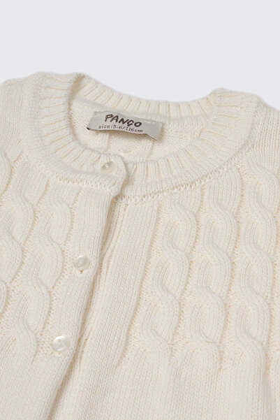 Panço Girl's Ecru Knitwear Cardigan