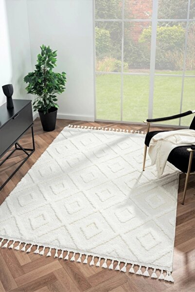 Eliz Home Krem Beyaz Dokuma Halı Yolluk Antre Çocuk Odası Oturma Odası Salon ...
