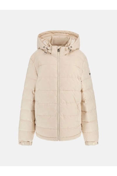 Guess Monogram Men's Cream Coat M5Bl0Bw2322-Fne1