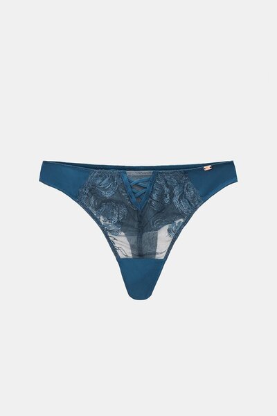 Amarelle Monaco Gray Blue Lace String Panties