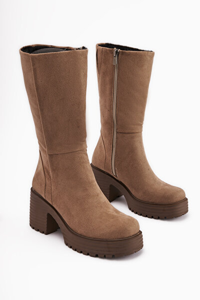 Limoya Roseann Vizon Süet Kalın Tabanlı Platformlu Uzun Bot Kadın Çizme