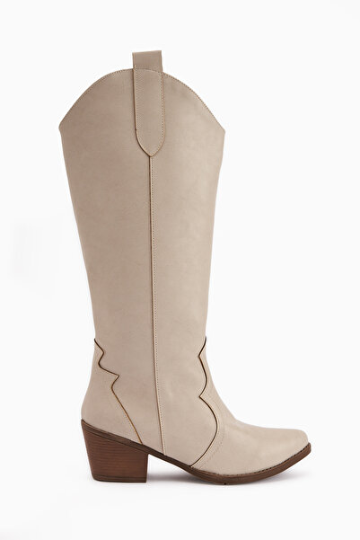 Limoya Lhena Bej Western Çekme Kadın Çizme