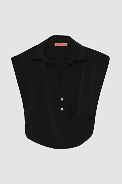 Quzu Double Breasted Detailed Buttoned Tank Top Black