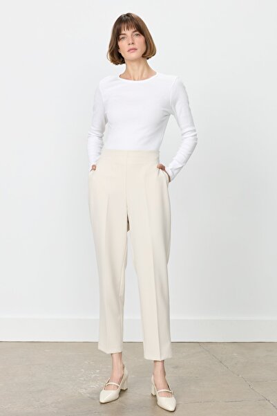 Nihan Arka Beli Lastikli Havuç Pantolon Taş