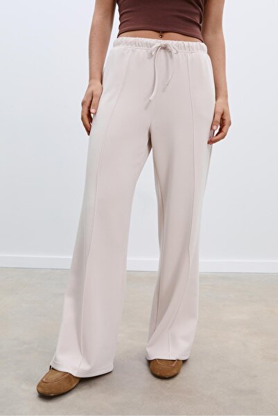Stradivarius Soft-touch wide-leg jogger trousers with front seam detail