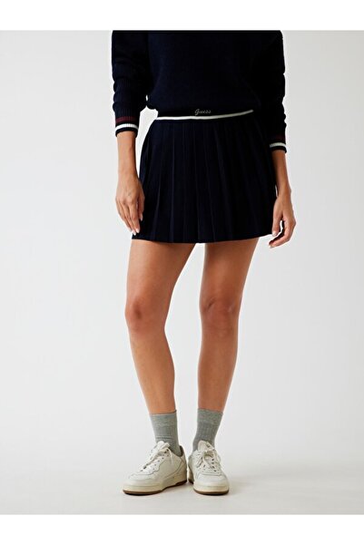 Guess Sabina A Kesim Yün Karışımlı Kadın Lacivert Etek