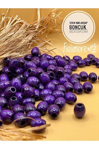 Fiolimore 12x14 mm ljubičaste ovalne drvene perle (50 GRAMA 62 KOMADA) Makram...
