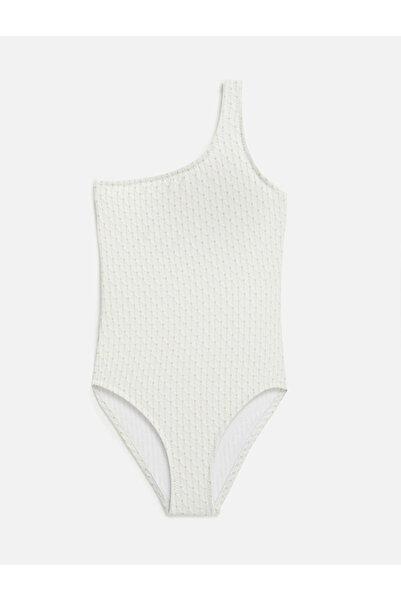 Panço Moeva Kız Çocuk Tek Omuz Beyaz Mayo