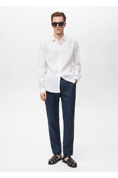 MANGO Man %100 keten gömlek