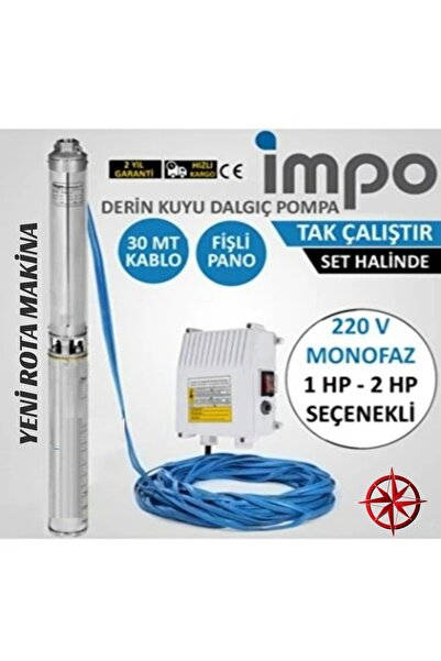 İmpo 4/18 Derin Kuyu Dalgıç Pompa 2 Hp 220v Dalgıç Motor Set 30 Metre Kablo Ve Pano Dahil