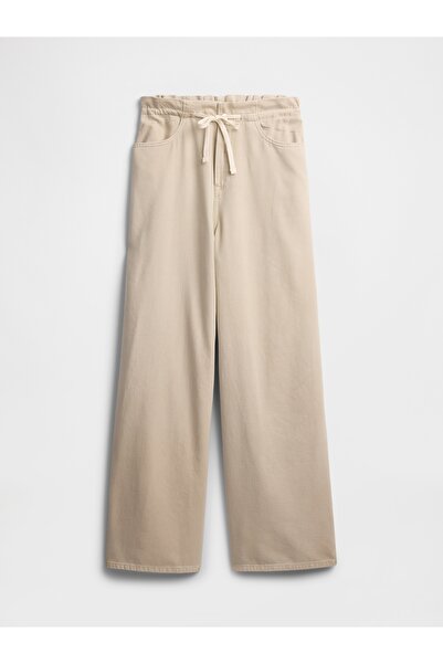 GAP Kadın Bej Baggy Pull-On Jean Pantolon