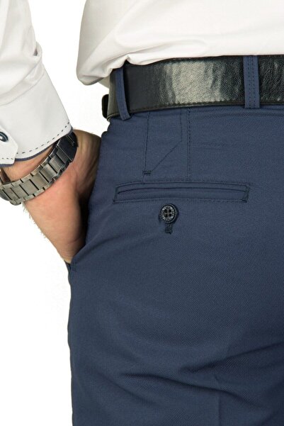 wontilotte Erkek Armüllü Koyu Indigo Keten Pantolon(8) Erkek Klasik Pantolon