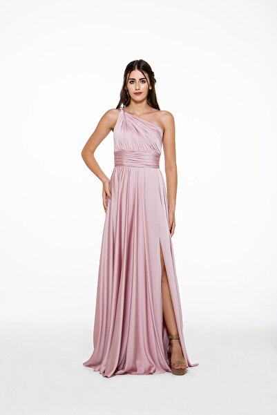 MAXXE 4923ST Helen Tek Omuz Saten Elbise