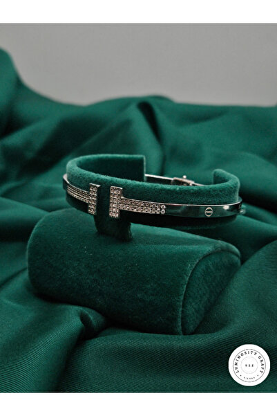 Luminosity Graft 925 Ayar Gümüş T Model Zirkon Taşlı Kadın Kelepçe Bileklik