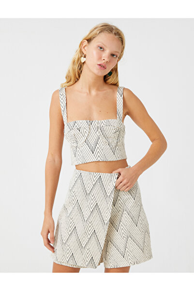 Koton Crop Bustier with Cups and Thick Straps