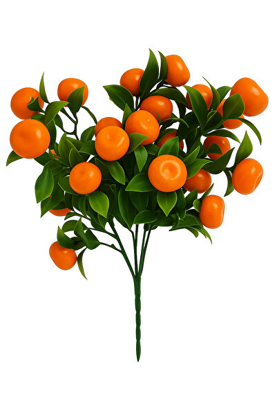 ALSHOP Artificial Flower Bunch Dense Leafy Green Fruit 35 cm Tangerine