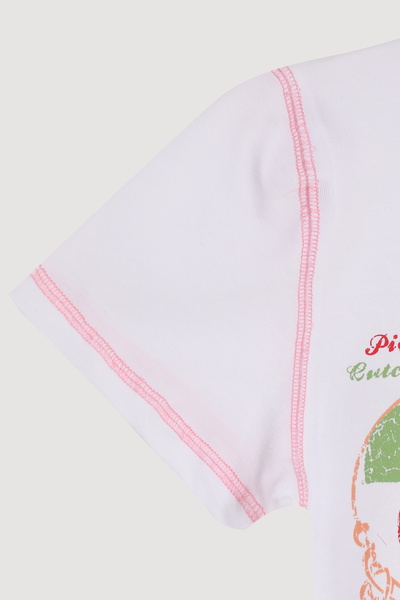 Quzu Πολύχρωμο μπλουζάκι με στάμπα Cherry με κοντό μανίκι λευκό