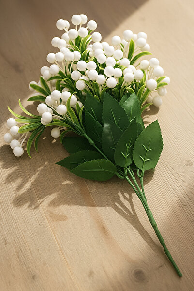 ALSHOP 1. Quality 7-Branch Kokina Bunch Artificial Plant Fruit White