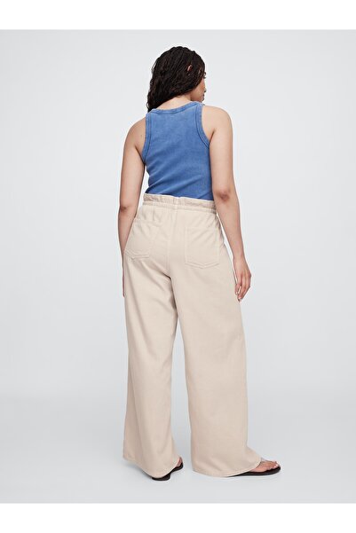 GAP Kadın Bej Baggy Pull-On Jean Pantolon