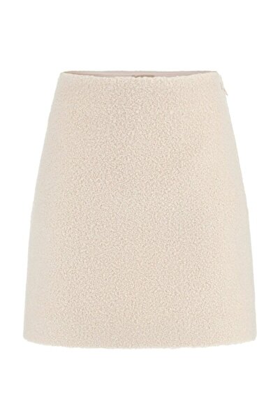 Guess Women's High Waist Curly Mini Skirt - Ecru