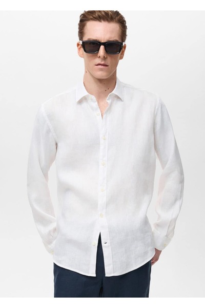 MANGO Man %100 keten gömlek