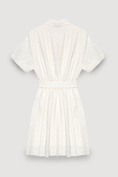 Quzu Fisto Детально оздоблена міні-сукня Екрю