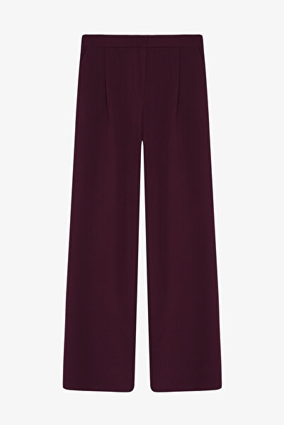 Quzu Wide Leg Fabric Trousers Plum