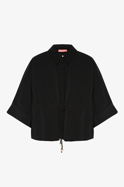 Quzu Сорочка з манжетами на зав'язках, чорна