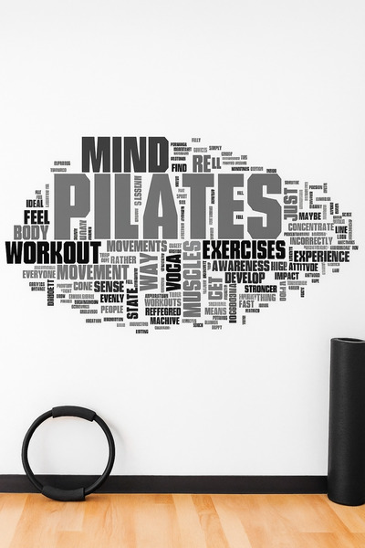 KT Decor Pilates Cuvinte Cheie Autocolant Perete Gigant Sală 120 X 75 Cm