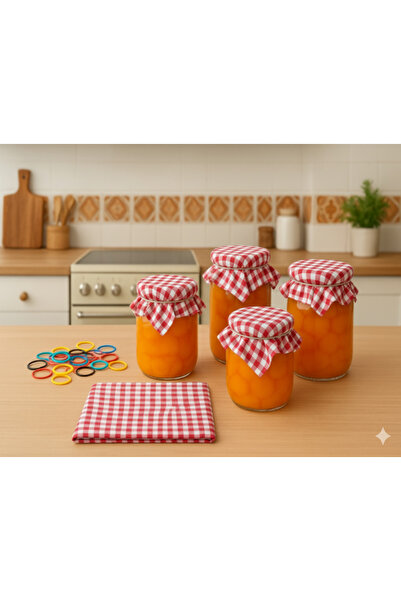 senmasy 50 Pieces Jar Lid Covers / Red Gasket and Colored Binding Rubber