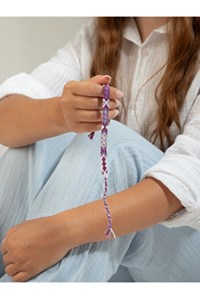 Bidüğüm Renkli Dokuma Arkadaş Bilekliği - El Emeği, Ayarlanabilir Boyut, Kalı...