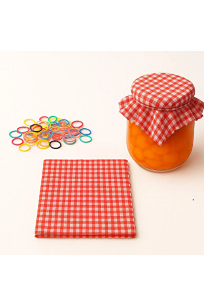 senmasy 50 Pieces Jar Lid Covers / Red Gasket and Colored Binding Rubber