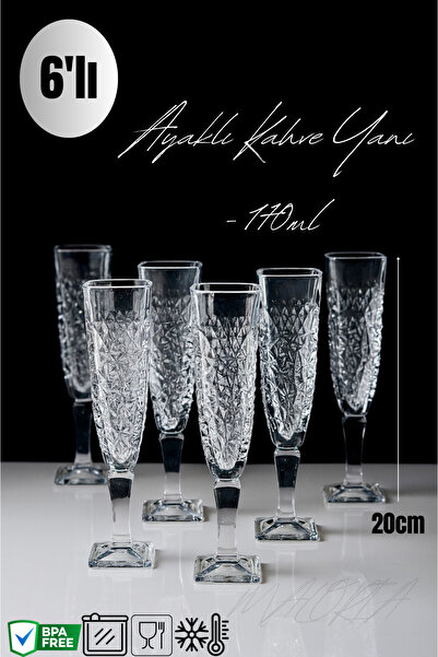 Maloria Crackle Ayaklı Kahve Yanı Su Bardağı - 6 Adet 155ml