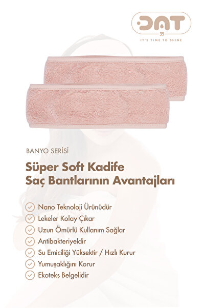 DAT35 2’li Pembe %100 Pamuk Saç ve Makyaj Bandı – Bandana, Spor, Yoga, Spa ve...