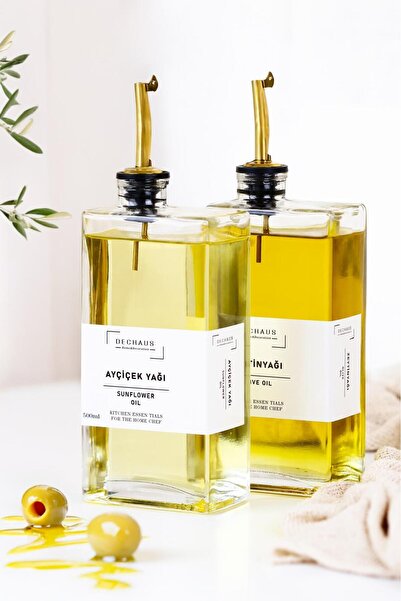 Feronyahome & Garden 2-Pack 500ml Glass Oil Bottle – Olive Oil & Sauce Bottle | Modern Kitchen Accessory with Leak-Proof Lid