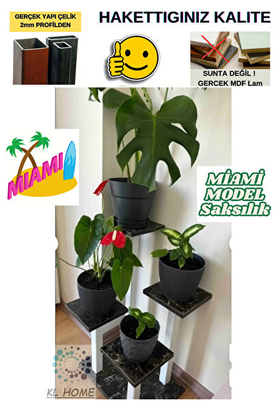 KL HOME MİAMİ MODEL ÇOK KATLI METAL SAKSI ÇİÇEK BİTKİ 4 KAT STANDI (1 ADET Fİ...