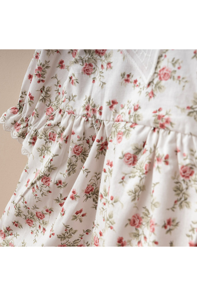 Minimus Newborn Baby Girl Daisy Cotton Dress Triangle Collar Guipure Woven Baby Dress Set with Hairband