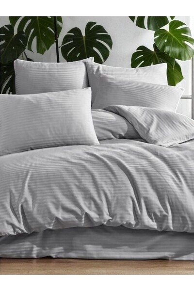 Online Home Market The Quaris' Bedding Set Striped Cotton Satin Double Size +Bag Hanger for Table Gift