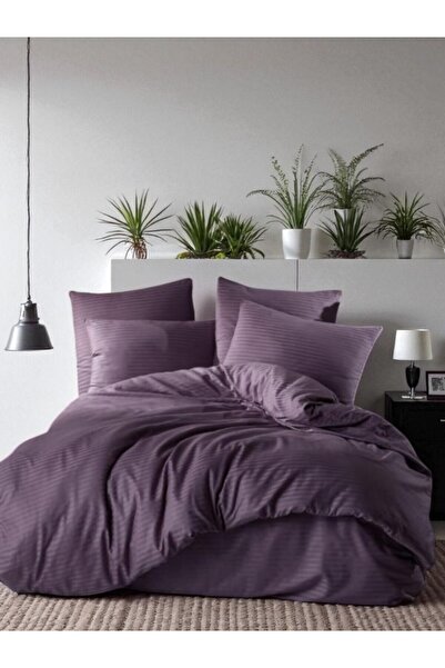 Online Home Market Set de lenjerie de pat din satin de bumbac cu dungi de la ...