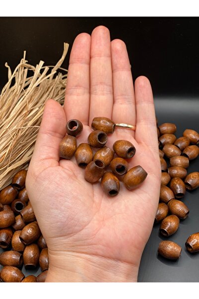 Fiolimore Oval Ahşap Renkli Kahverengi Boncuk 16x12 Mm (50 GRAM 64 ADET) Delik Çapı 5 Mm Badem Tahta Boncuk