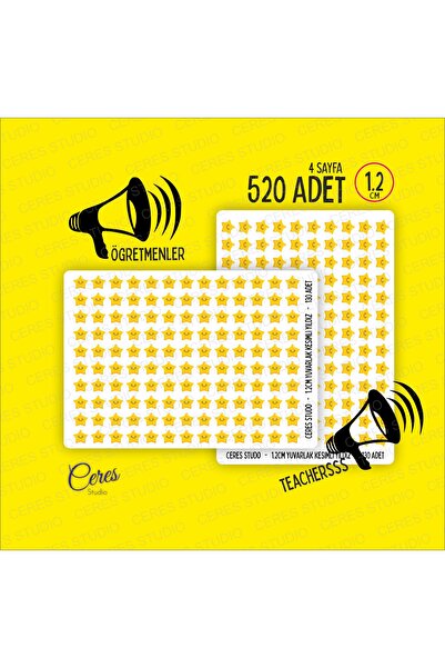Ceres Studio Öğretmenler Için Yıldız Etiketi Star Sticker 4 Sayfa 432 Adet 1,...