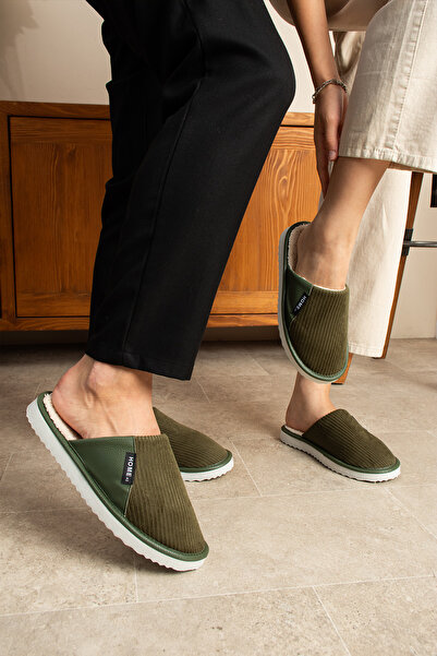 MODA Velvet Leather Detailed House Slippers - Comfortable and Stylish