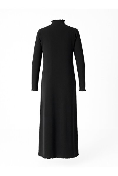 Refka Rochie tricotată cu guler cu volane - Negru -