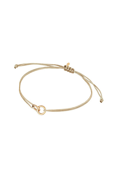 ELLI Dámský náramek Circle Geo Minimal s nylonovou hnědou barvou, pozlacený ze sterlingového stříbra 925