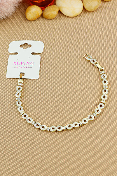 Keyifli Hayaller Xuping Bileklik Zirkon Taşlı Sonsuzluk Model Bileklik Altın Rengi Kararmaz En:6mm 17+2cm