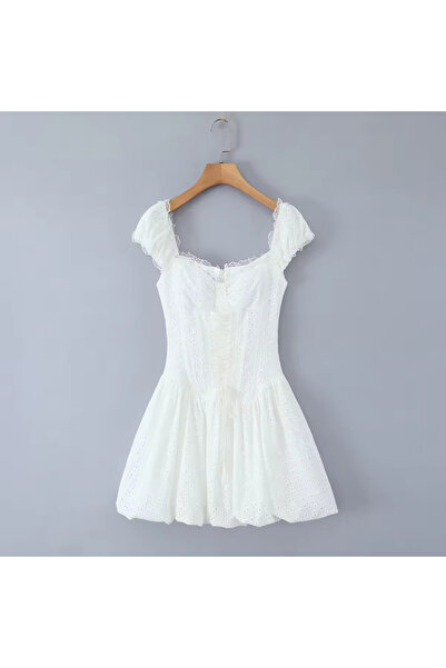 FASHION COCKTAIL Kabarık Etek Boydan Korseli Süngerli Pedli Düşük Omuz Davet Kokteyl Balo Tasarım Dantel Fisto Elbise