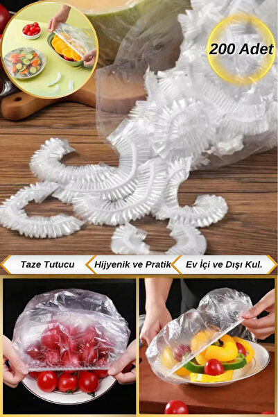 Hane Dostu 200 Adet Taze Tutucu Koruyucu Hijyenik Tencere Tabak Gıda Bonesi